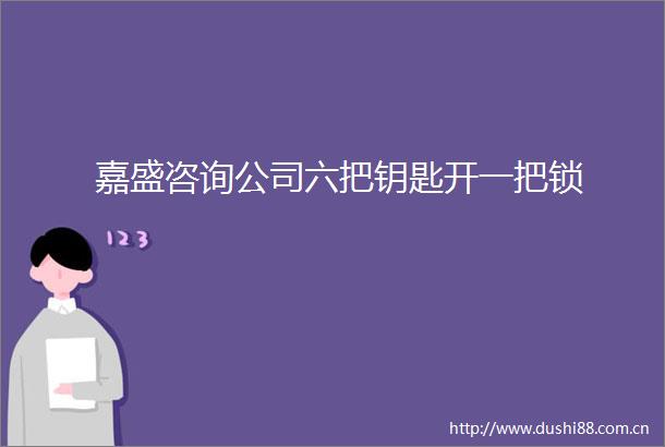 嘉盛咨询公司六把钥匙开一把锁