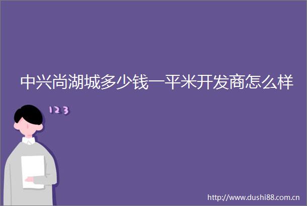 中兴尚湖城多少钱一平米开发商怎么样