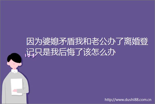 因为婆媳矛盾我和老公办了离婚登记只是我后悔了该怎么办