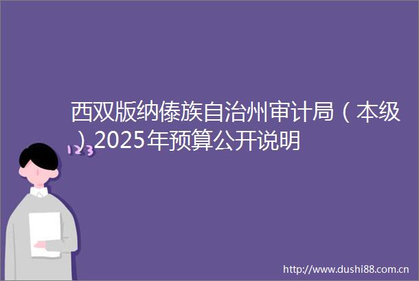 西双版纳傣族自治州审计局（本级）2025年预算公开说明