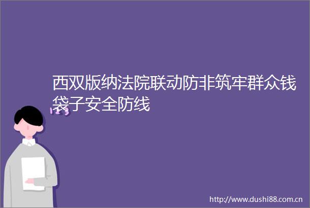 西双版纳联动防非筑牢群众钱袋子安全防线