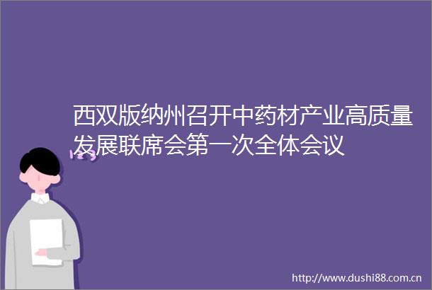 西双版纳州召开中药材产业高质量发展联席会第一次全体会议