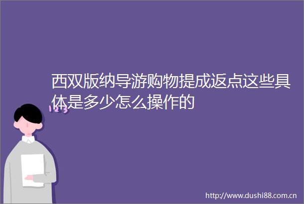 西双版纳导游购物提成返点这些具体是多少怎么操作的