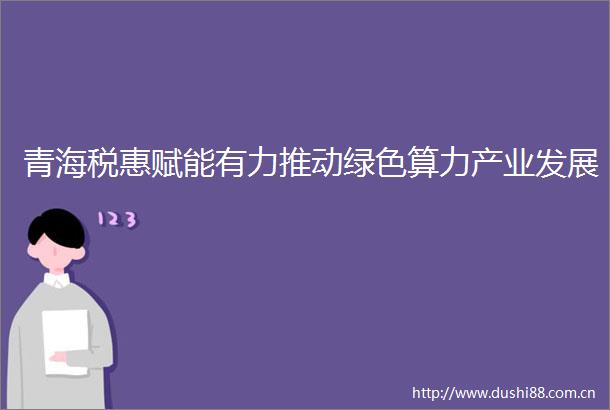 青海税惠赋能有力推动绿色算力产业发展