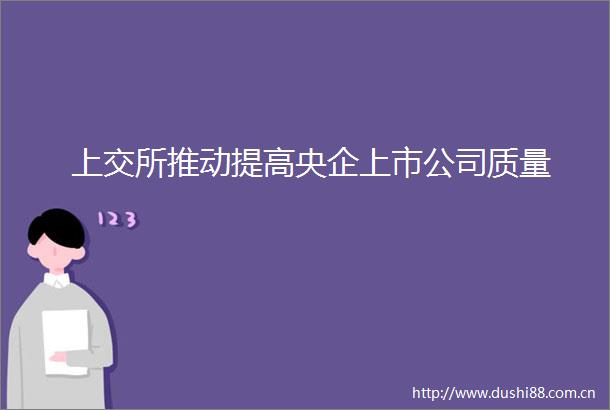 上交所推动提高央企上市公司质量