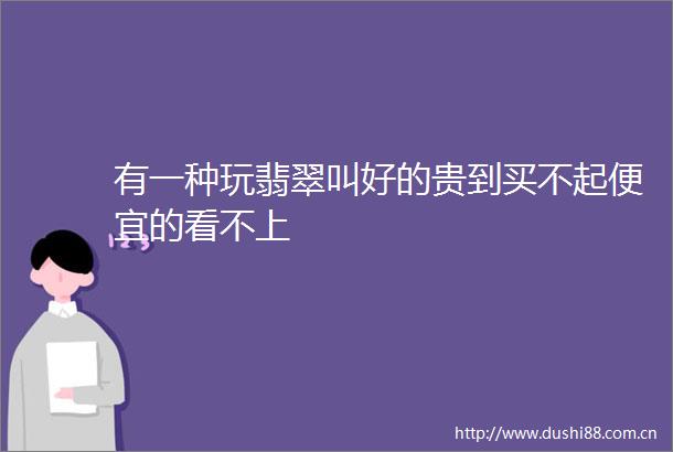 有一种玩翡翠叫好的贵到买不起便宜的看不上