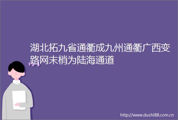 湖北拓九省通衢成九州通衢广西变路网末梢为陆海通道