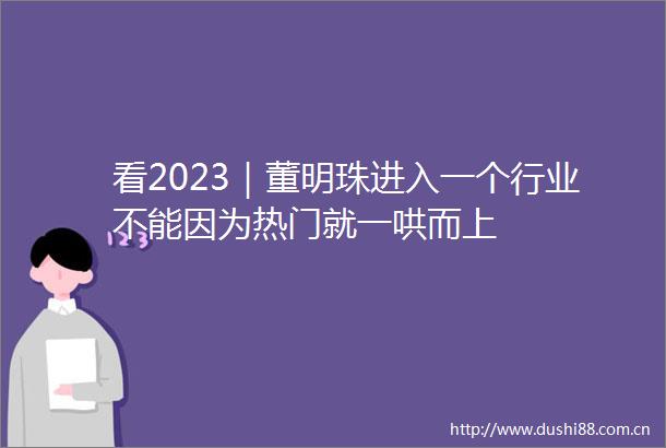 看2023｜董明珠进入一个行业不能因为热门就一哄而上