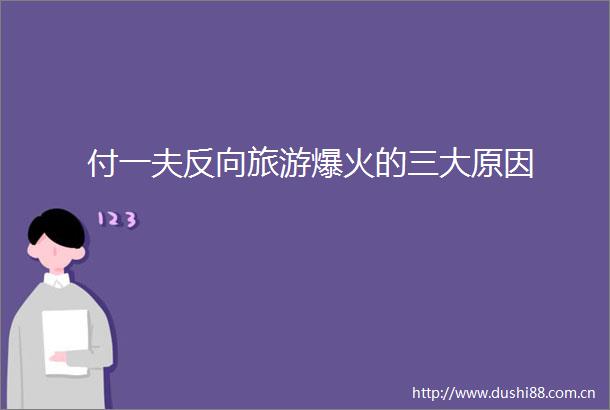 付一夫反向旅游爆火的三大原因