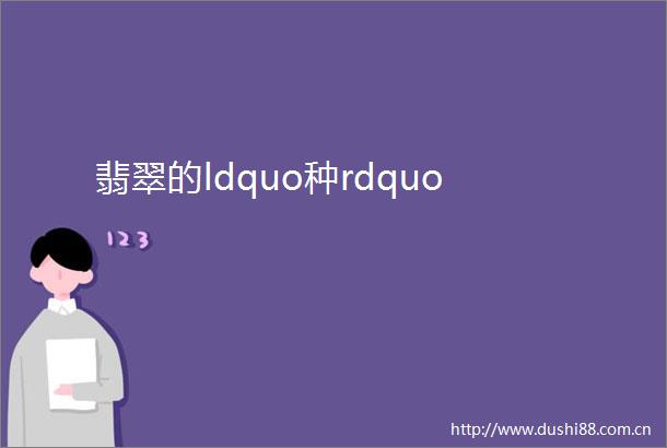 翡翠的ldquo种rdquo
