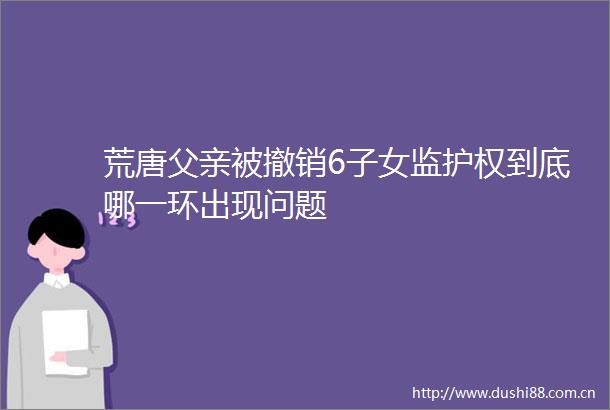 荒唐父亲被撤销6子女监护权到底哪一环出现问题