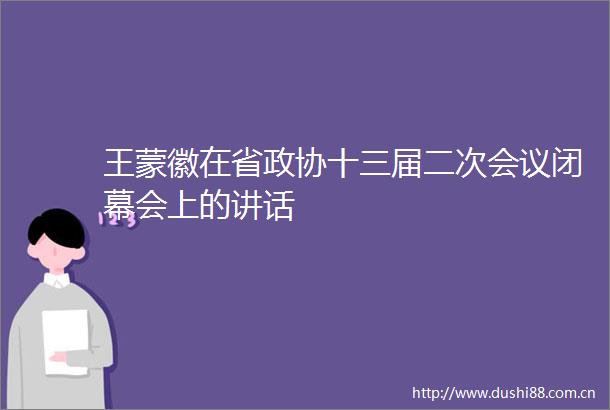 王蒙徽在省政协十三届二次会议闭幕会上的讲话