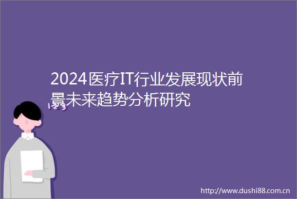 2024医疗IT行业发展现状前景未来趋势分析研究
