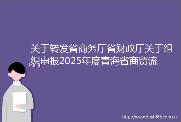 关于转发省商务厅省财政厅关于组织申报2025年度青海省商贸流通服务业发展专项资金项目的通知