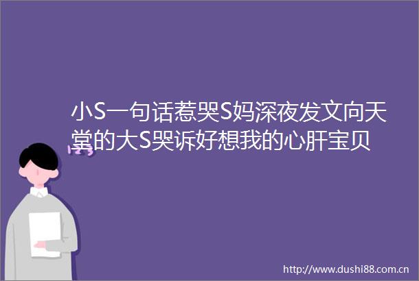 小S一句话惹哭S妈深夜发文向天堂的大S哭诉好想我的心肝宝贝