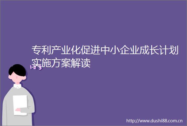 专利产业化促进中小企业成长计划实施方案解读