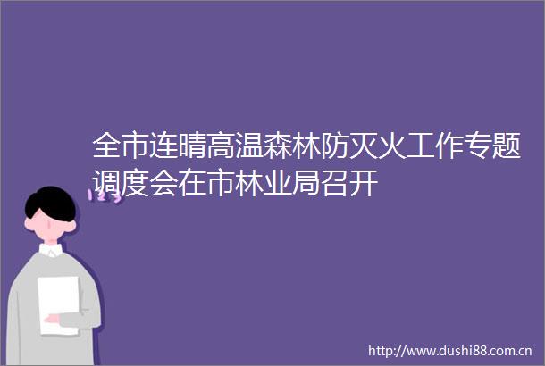 全市连晴高温森林防灭火工作专题调度会在市林业局召开