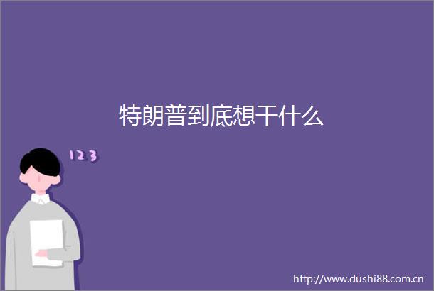 特朗普到底想干什么