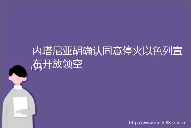 内塔尼亚胡确认同意停火以色列宣布开放领空
