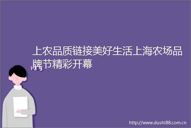 上农品质链接美好生活上海农场品牌节精彩开幕