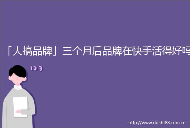 「大搞品牌」三个月后品牌在快手活得好吗