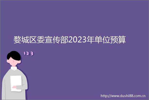 婺城区委宣传部2023年单位预算