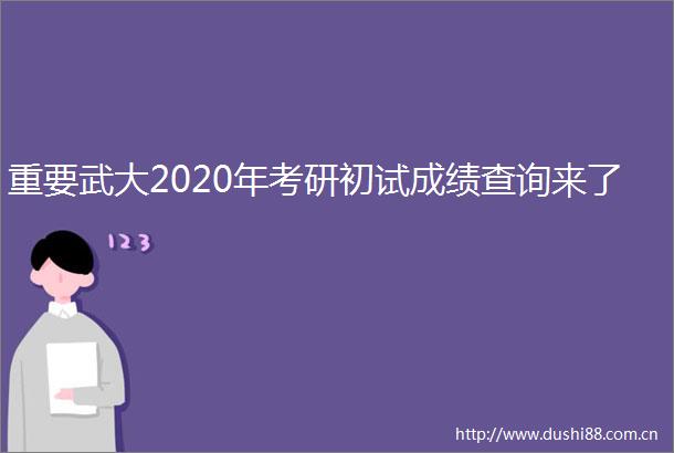 重要武大2020年考研初试成绩查询来了