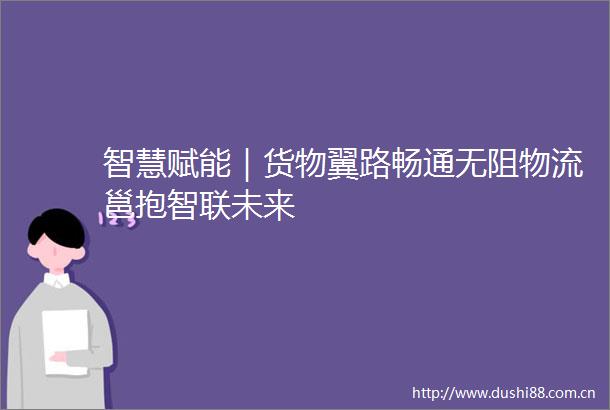 智慧赋能｜货物翼路畅通无阻物流邕抱智联未来