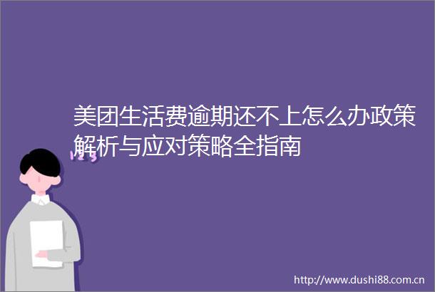美团生活费逾期还不上怎么办政策解析与应对策略全指南