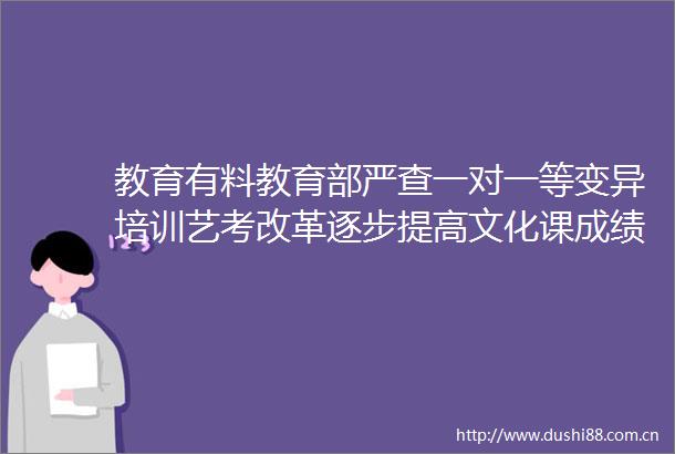 教育有料教育部严查一对一等变异培训艺考改革逐步提高文化课成绩