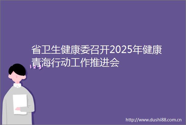 省卫生健康委召开2025年健康青海行动工作推进会