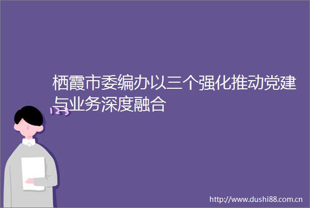栖霞市委编办以三个强化推动党建与业务深度融合
