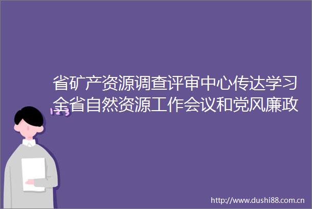 省矿产资源调查评审中心传达学习全省自然资源工作会议和党风廉政建设工作会议精神