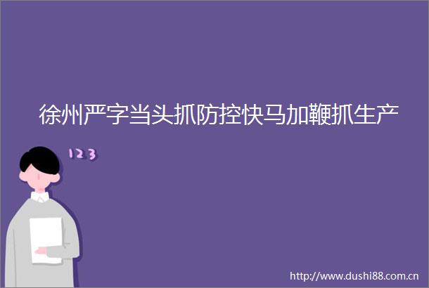 徐州严字当头抓防控快马加鞭抓生产