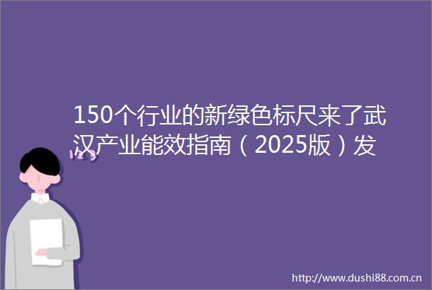 150个行业的新绿色标尺来了武汉产业能效指南（2025版）发布