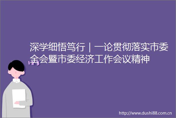深学细悟笃行｜一论贯彻落实市委全会暨市委经济工作会议精神