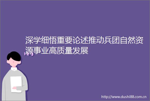 深学细悟重要论述推动兵团自然资源事业高质量发展