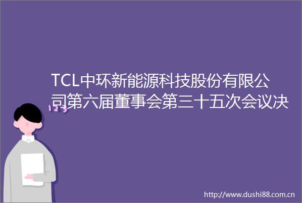TCL中环新能源科技股份有限公司第六届董事会第三十五次会议决议的公告