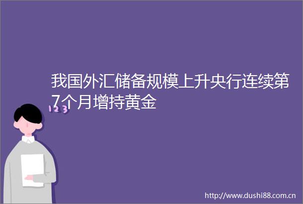 我国外汇储备规模上升央行连续第7个月增持黄金