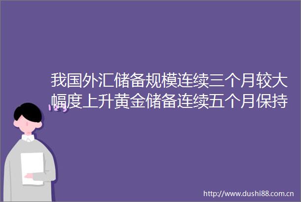 我国外汇储备规模连续三个月较大幅度上升黄金储备连续五个月保持不变