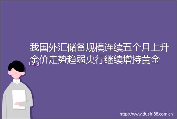 我国外汇储备规模连续五个月上升金价走势趋弱央行继续增持黄金