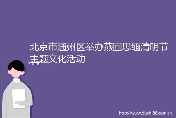 北京市通州区举办燕回思缅清明节主题文化活动