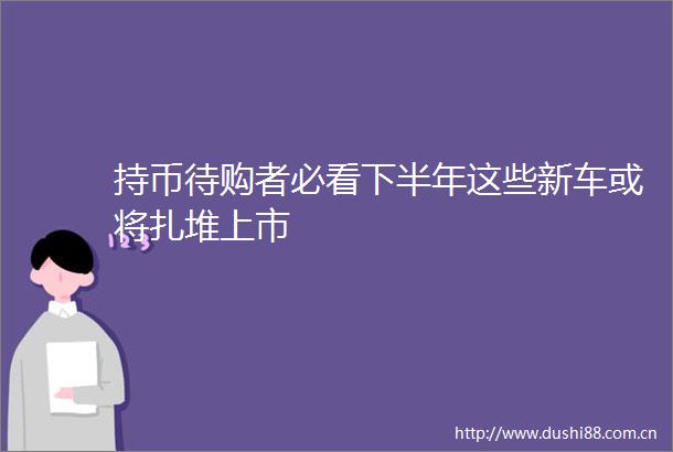 持币待购者必看下半年这些新车或将扎堆上市