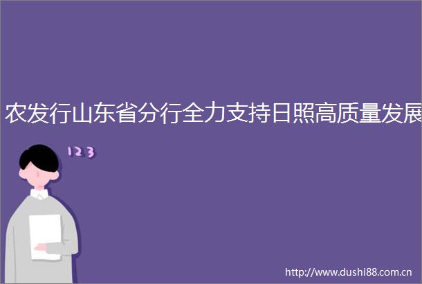 农发行山东省分行全力支持日照高质量发展