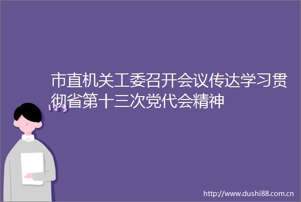 市直机关工委召开会议传达学习贯彻省第十三次党代会精神