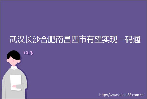 武汉长沙合肥南昌四市有望实现一码通