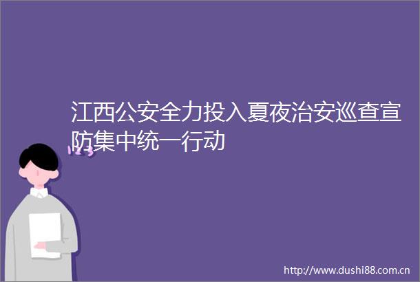 江西全力投入夏夜治安巡查宣防集中统一行动