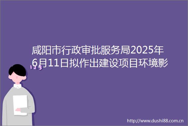 咸阳市行政审批服务局2025年6月11日拟作出建设项目环境影响评价文件批复决定的公示