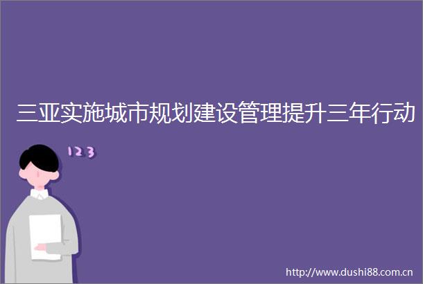三亚实施城市规划建设管理提升三年行动