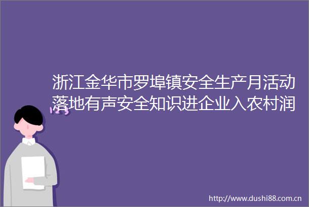浙江金华市罗埠镇安全生产月活动落地有声安全知识进企业入农村润校园